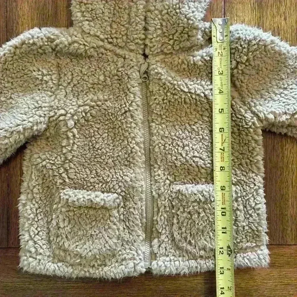7 For All Mankind Tan Teddy Bear Jacket Size 18M Full Zip With Hood